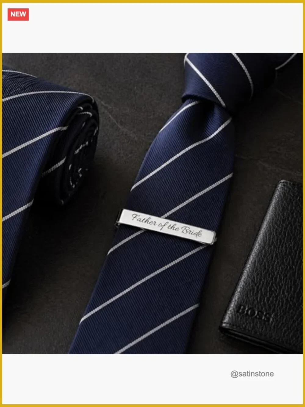 Personalized Engraved Cuff Links Tie Clip Set Custom Phrase Wedding Gift